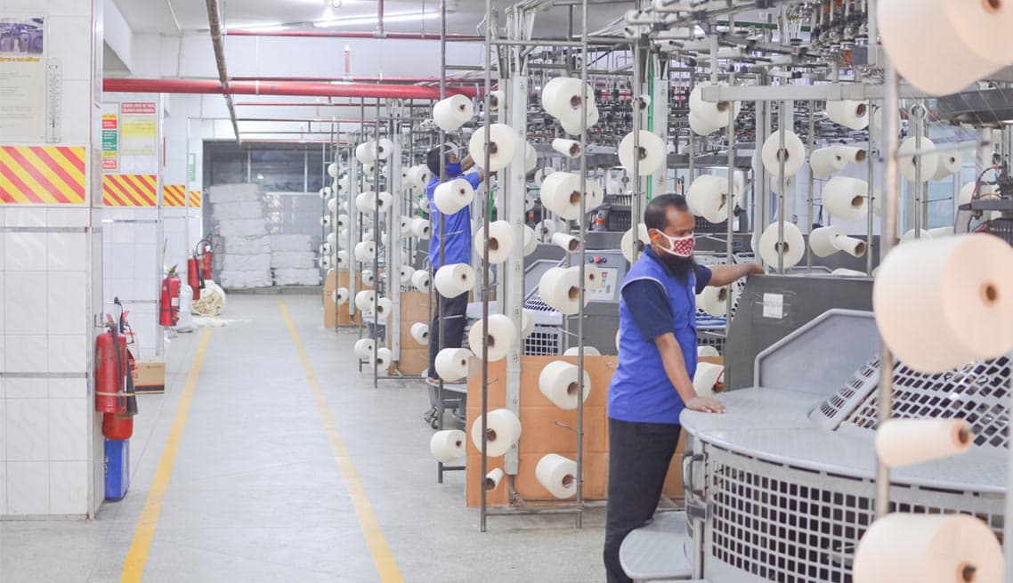 Circular knitting machines in operation
